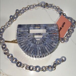 Cult Gaia Marble Purple Acrylic Clutch